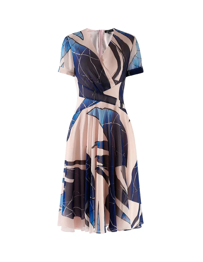 MARYLING Printed Dress Crosssplit Waist Wavy Dress Mix 8211 Women