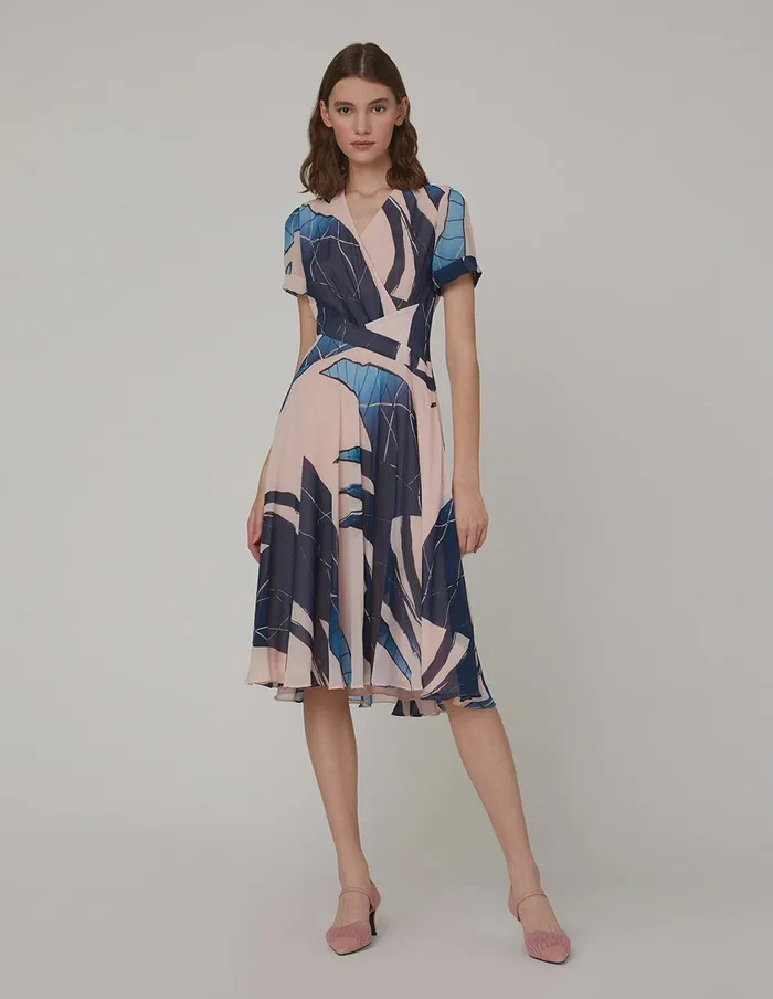 MARYLING Printed Dress Crosssplit Waist Wavy Dress Mix 8211 Women