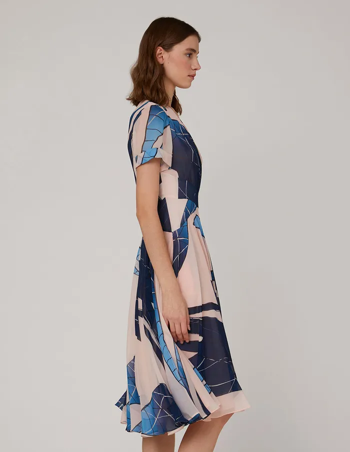 MARYLING Printed Dress Crosssplit Waist Wavy Dress Mix 8211 Women