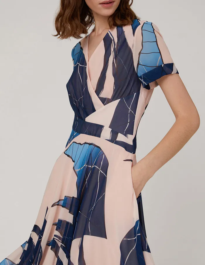MARYLING Printed Dress Crosssplit Waist Wavy Dress Mix 8211 Women