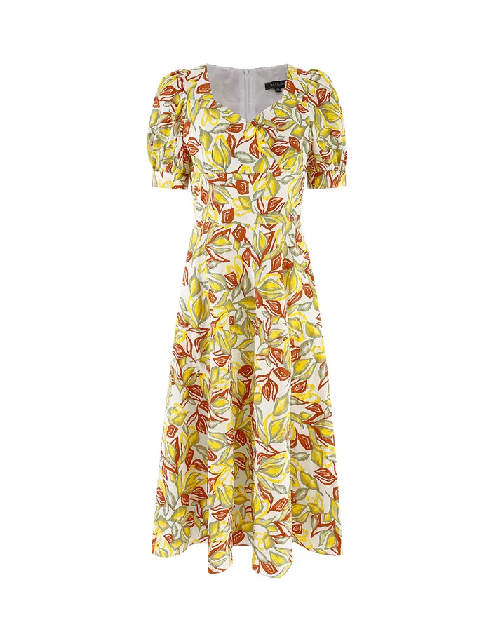MARYLING Printed Dress Deep V Neck High Waist Puff Sleeves Dress Mix 8211 Women MARYLING Printed Dress Deep V Neck High Waist Puff Sleeves Dress Mix 8211 Women