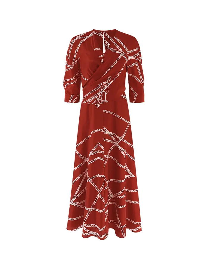 MARYLING Printed Dress Red White Vneck Rope Print Dress Mix 8211 Women MARYLING Printed Dress Red White Vneck Rope Print Dress Mix 8211 Women