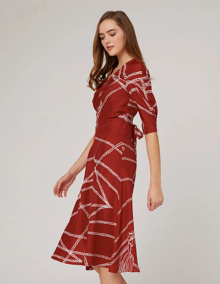 MARYLING Printed Dress Red White Vneck Rope Print Dress Mix 8211 Women MARYLING Printed Dress Red White Vneck Rope Print Dress Mix 8211 Women