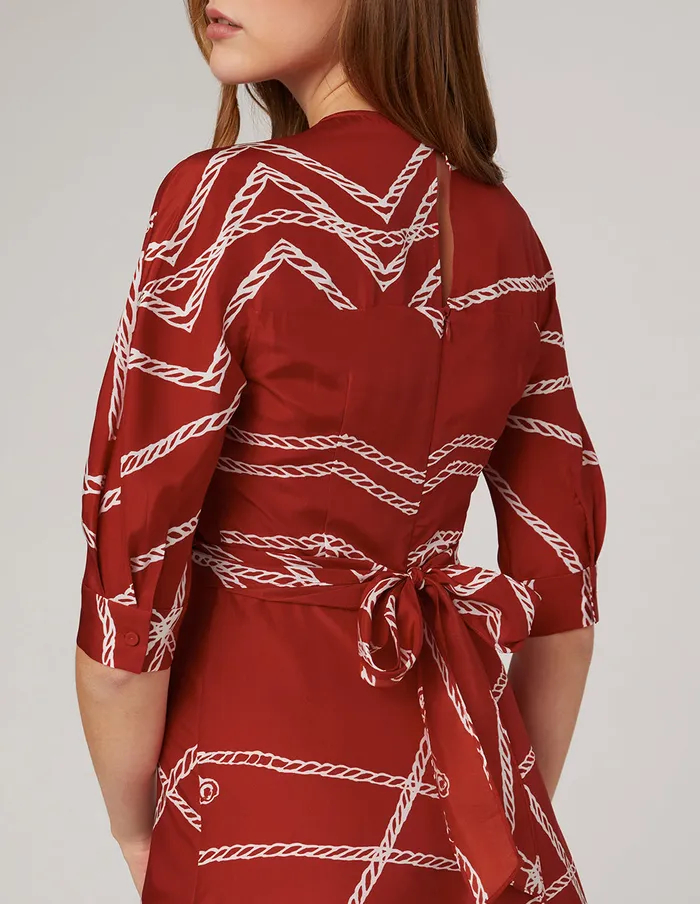 MARYLING Printed Dress Red White Vneck Rope Print Dress Mix 8211 Women MARYLING Printed Dress Red White Vneck Rope Print Dress Mix 8211 Women
