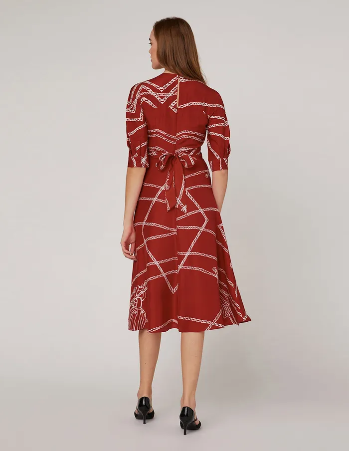 MARYLING Printed Dress Red White Vneck Rope Print Dress Mix 8211 Women MARYLING Printed Dress Red White Vneck Rope Print Dress Mix 8211 Women