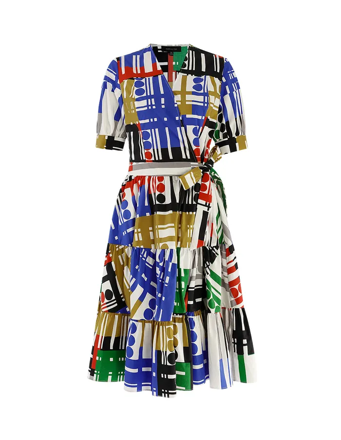 MARYLING Printed Dress Vneck Short Pleated Dress Mix 8211 Women
