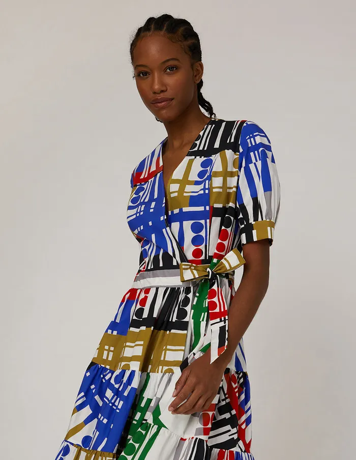 MARYLING Printed Dress Vneck Short Pleated Dress Mix 8211 Women