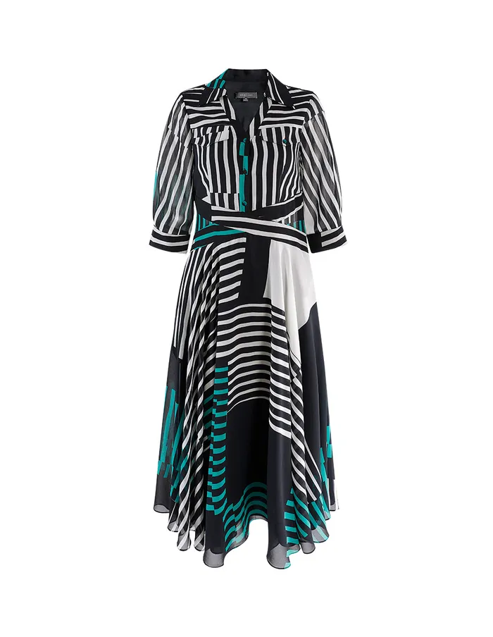 MARYLING Printed Dress VNECK STRIPE SHIRT DRESS Mix 8211 Women MARYLING Printed Dress VNECK STRIPE SHIRT DRESS Mix 8211 Women