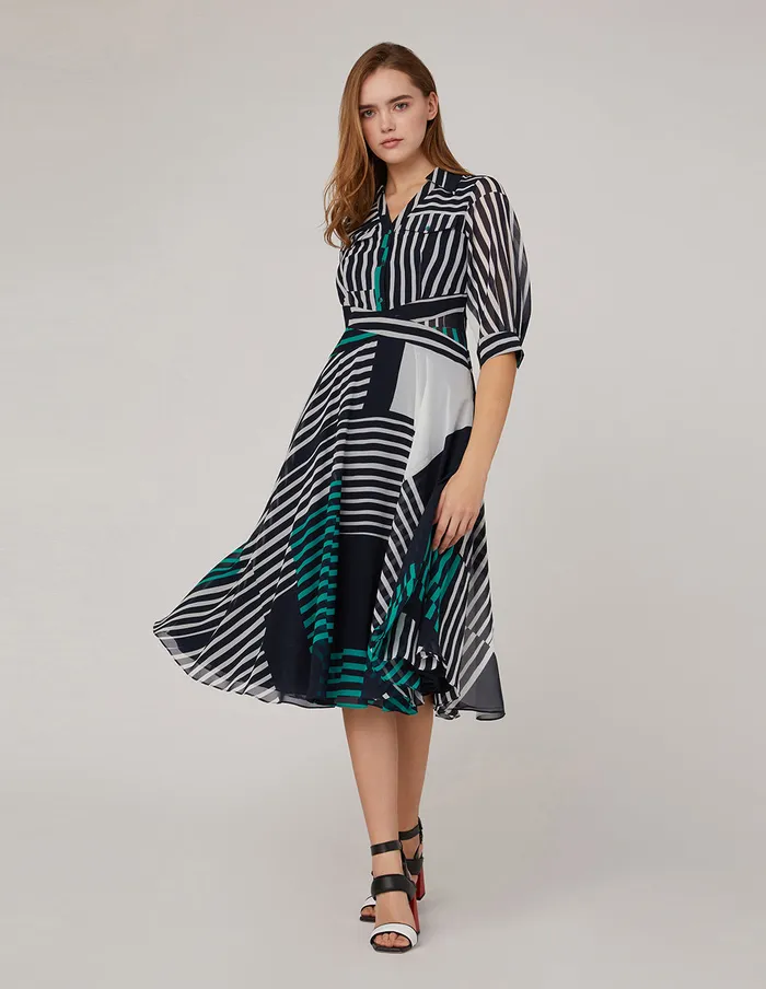MARYLING Printed Dress VNECK STRIPE SHIRT DRESS Mix 8211 Women MARYLING Printed Dress VNECK STRIPE SHIRT DRESS Mix 8211 Women