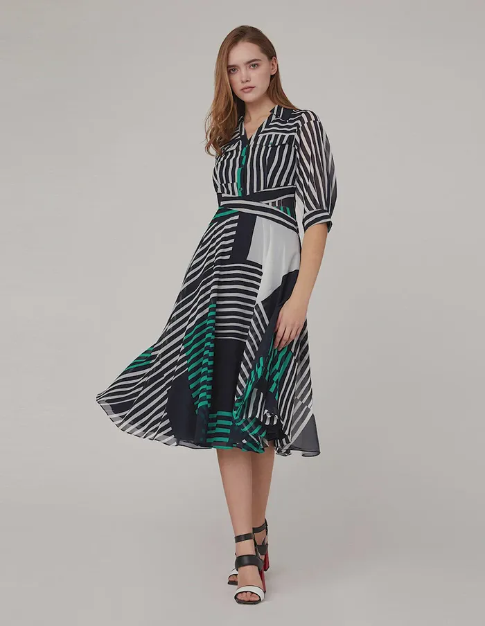 MARYLING Printed Dress VNECK STRIPE SHIRT DRESS Mix 8211 Women MARYLING Printed Dress VNECK STRIPE SHIRT DRESS Mix 8211 Women