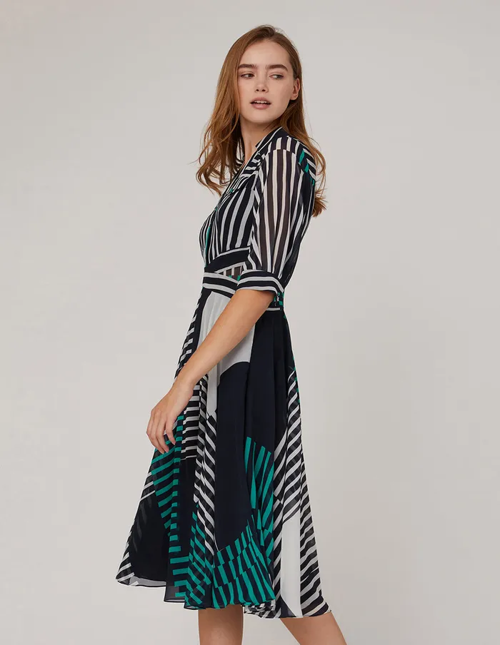 MARYLING Printed Dress VNECK STRIPE SHIRT DRESS Mix 8211 Women MARYLING Printed Dress VNECK STRIPE SHIRT DRESS Mix 8211 Women