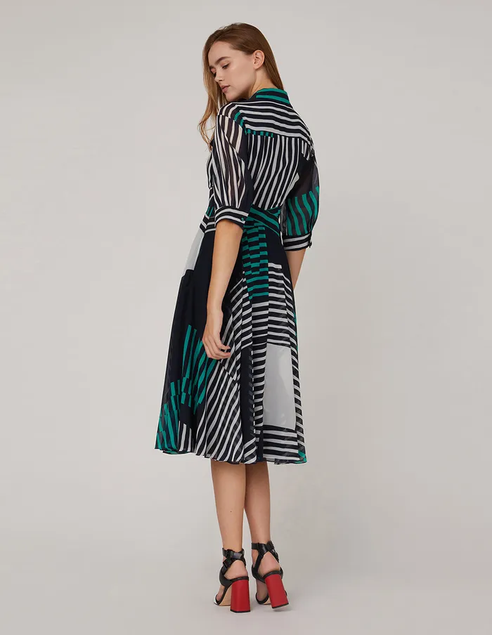 MARYLING Printed Dress VNECK STRIPE SHIRT DRESS Mix 8211 Women MARYLING Printed Dress VNECK STRIPE SHIRT DRESS Mix 8211 Women