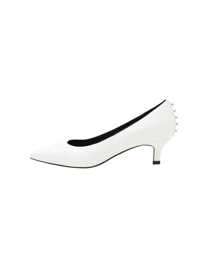 MARYLING Shoes Leather Pointed Toe Rivet Low Heel Dress Shoes White 8211 Women MARYLING Shoes Leather Pointed Toe Rivet Low Heel Dress Shoes White 8211 Women