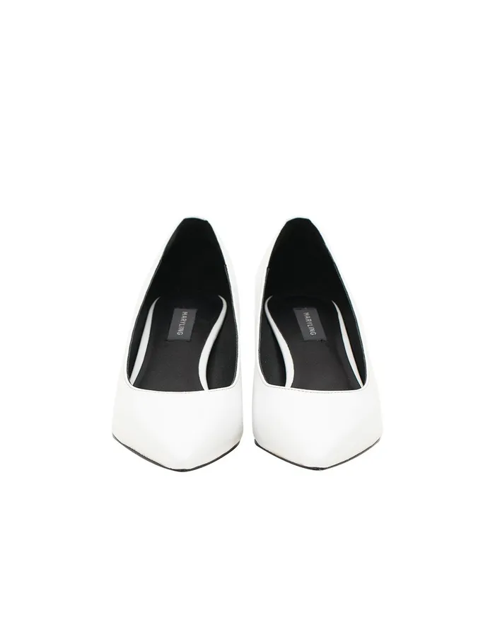 MARYLING Shoes Leather Pointed Toe Rivet Low Heel Dress Shoes White 8211 Women MARYLING Shoes Leather Pointed Toe Rivet Low Heel Dress Shoes White 8211 Women