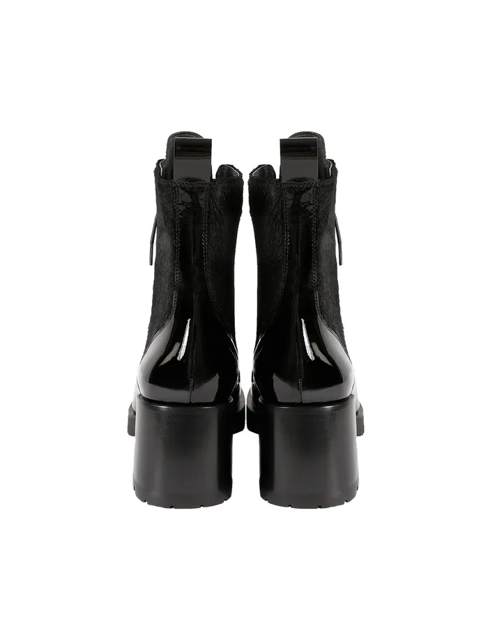 MARYLING Shoes PATENT TEXTURED LACEUP BOOTS Black 8211 Women
