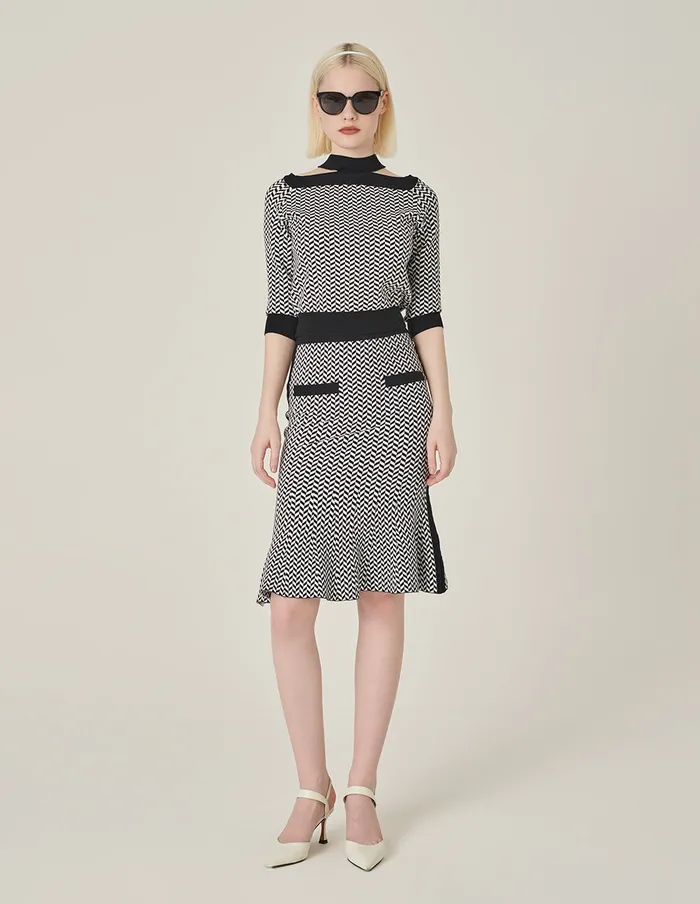 MARYLING Skirts Black And White Herringbone Fishtail Wool Knitted Skirt Herringbone 8211 Women MARYLING Skirts Black And White Herringbone Fishtail Wool Knitted Skirt Herringbone 8211 Women