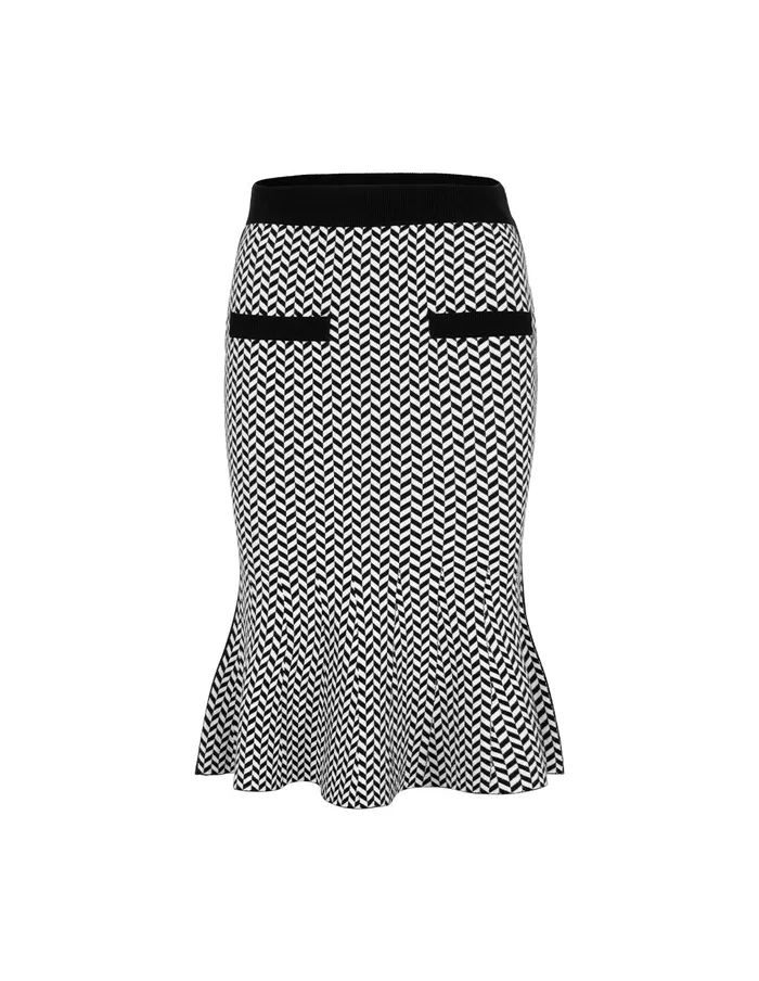 MARYLING Skirts Black And White Herringbone Fishtail Wool Knitted Skirt Herringbone 8211 Women MARYLING Skirts Black And White Herringbone Fishtail Wool Knitted Skirt Herringbone 8211 Women