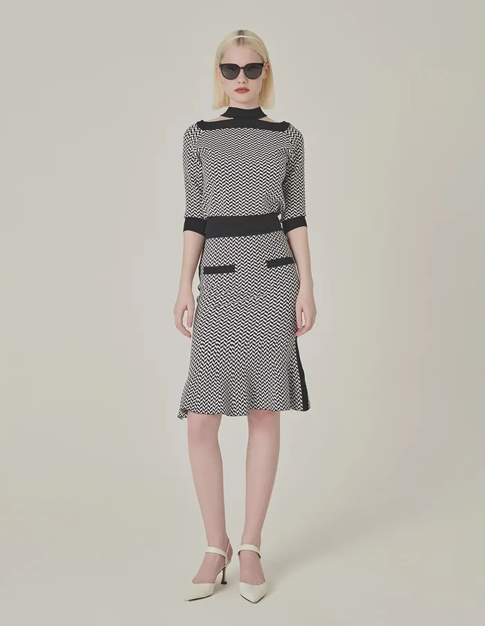 MARYLING Skirts Black And White Herringbone Fishtail Wool Knitted Skirt Herringbone 8211 Women MARYLING Skirts Black And White Herringbone Fishtail Wool Knitted Skirt Herringbone 8211 Women