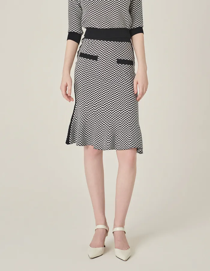 MARYLING Skirts Black And White Herringbone Fishtail Wool Knitted Skirt Herringbone 8211 Women MARYLING Skirts Black And White Herringbone Fishtail Wool Knitted Skirt Herringbone 8211 Women