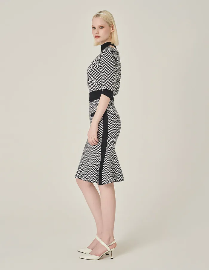 MARYLING Skirts Black And White Herringbone Fishtail Wool Knitted Skirt Herringbone 8211 Women MARYLING Skirts Black And White Herringbone Fishtail Wool Knitted Skirt Herringbone 8211 Women