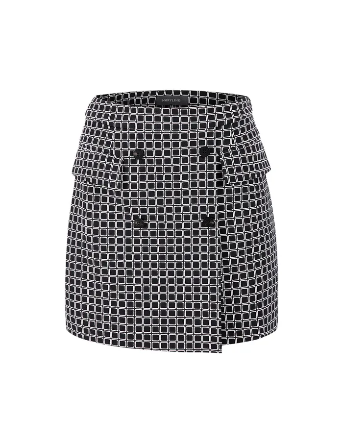 MARYLING Skirts Black And White Plaid Asymmetric Mini Skirt Mix 8211 Women MARYLING Skirts Black And White Plaid Asymmetric Mini Skirt Mix 8211 Women