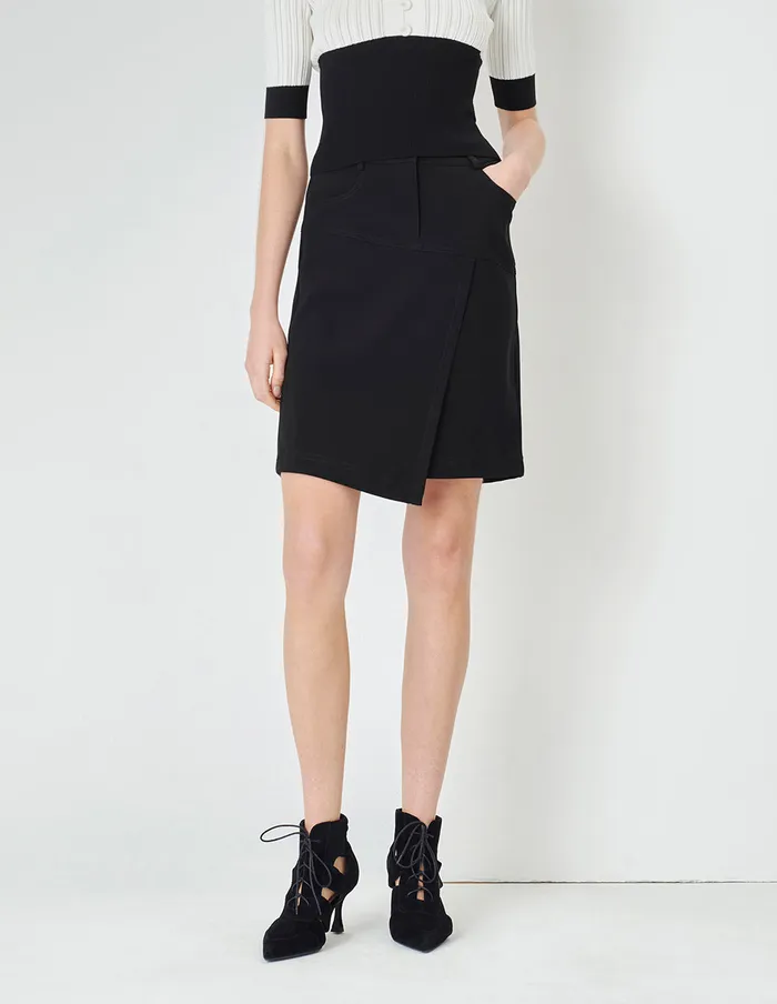 MARYLING Skirts Black Asymmetric Hem Pencil Skirt Black 8211 Women