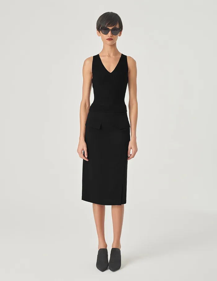 MARYLING Skirts Black Side Slit Straight HipHugging Skirt Black 8211 Women