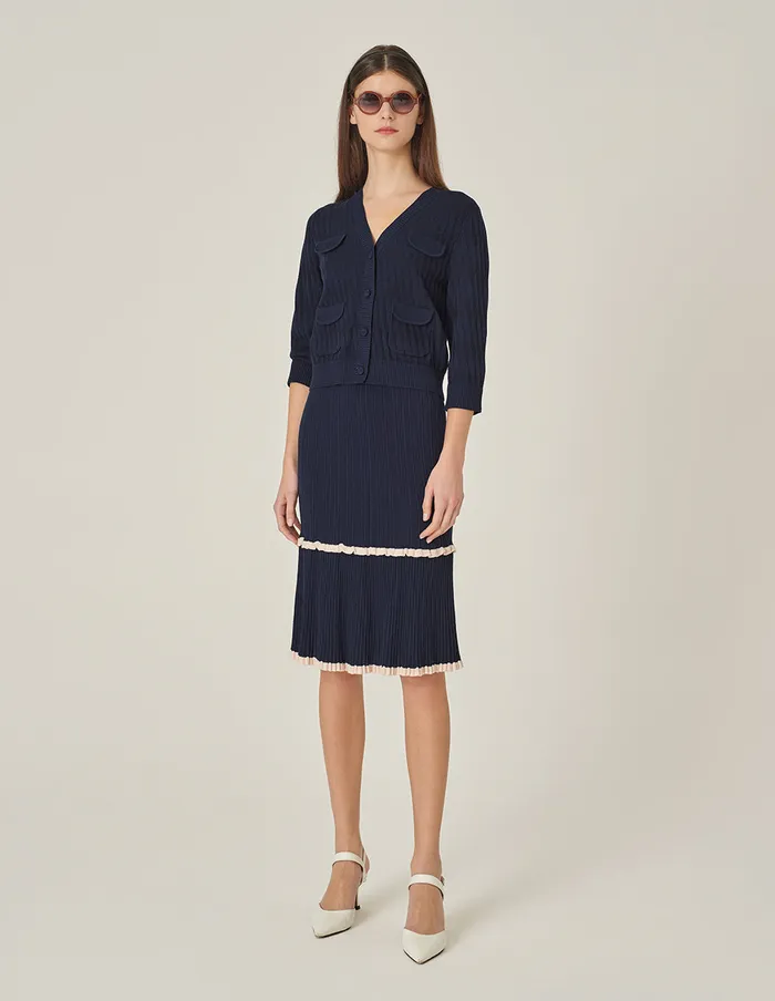 MARYLING Skirts Blue And White Contrasting Knitted Skirt Blue 8211 Women