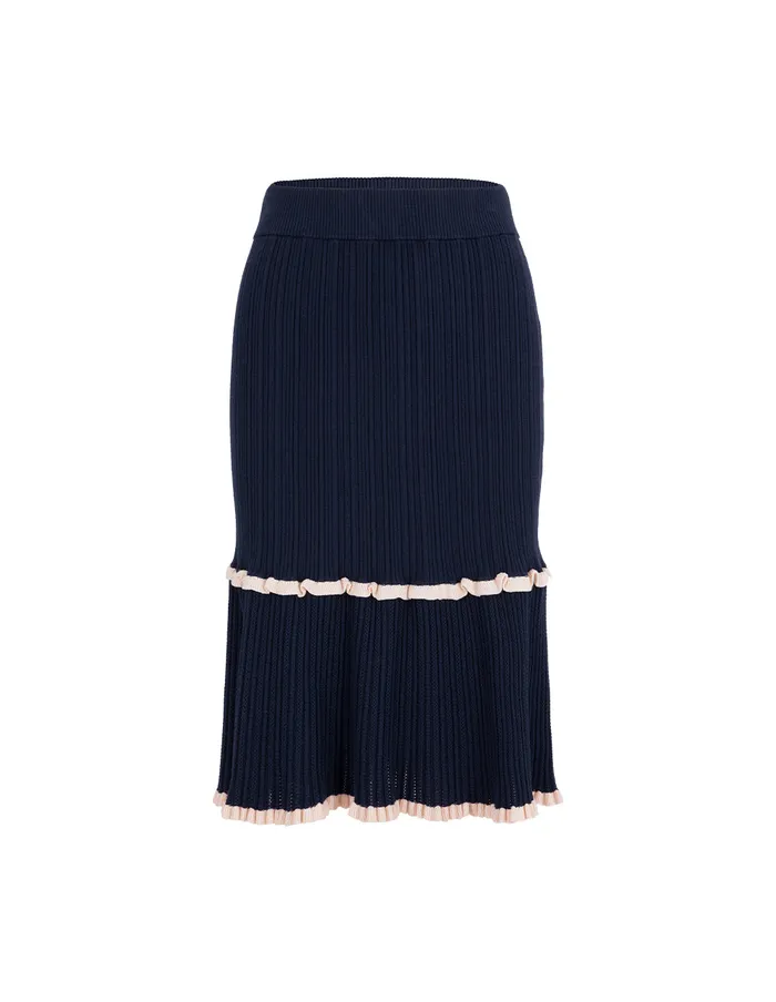 MARYLING Skirts Blue And White Contrasting Knitted Skirt Blue 8211 Women MARYLING Skirts Blue And White Contrasting Knitted Skirt Blue 8211 Women