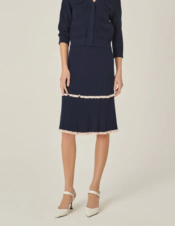 MARYLING Skirts Blue And White Contrasting Knitted Skirt Blue 8211 Women MARYLING Skirts Blue And White Contrasting Knitted Skirt Blue 8211 Women