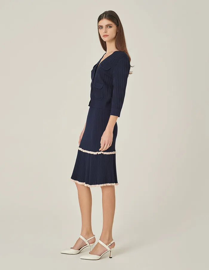 MARYLING Skirts Blue And White Contrasting Knitted Skirt Blue 8211 Women MARYLING Skirts Blue And White Contrasting Knitted Skirt Blue 8211 Women
