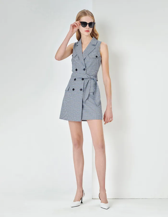 MARYLING Skirts Blue And White Grid Houndstooth Contrast Button ALine Skirt Mix 8211 Women MARYLING Skirts Blue And White Grid Houndstooth Contrast Button ALine Skirt Mix 8211 Women