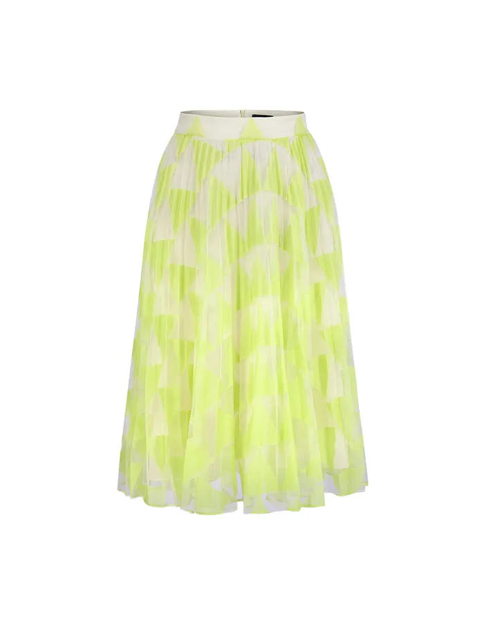 MARYLING Skirts Bright Yellow Lace Pleated Skirt Yellow 8211 Women