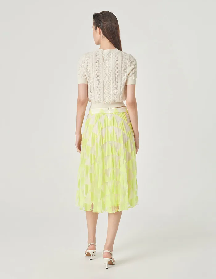 MARYLING Skirts Bright Yellow Lace Pleated Skirt Yellow 8211 Women