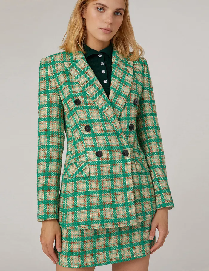 MARYLING Skirts CHECK TWEED MINI SKIRT Sea Green 8211 Women