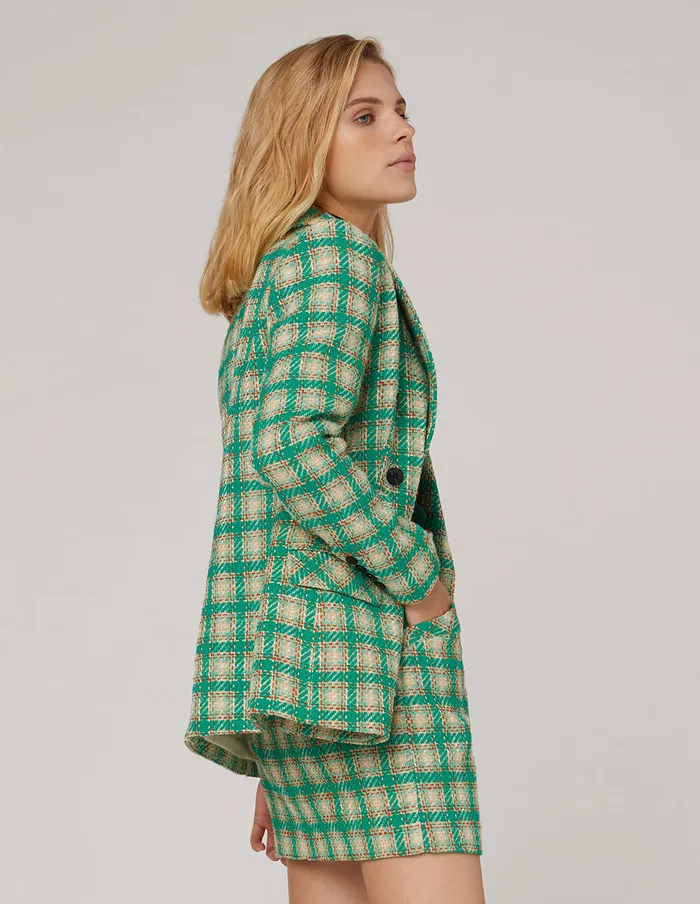 MARYLING Skirts CHECK TWEED MINI SKIRT Sea Green 8211 Women