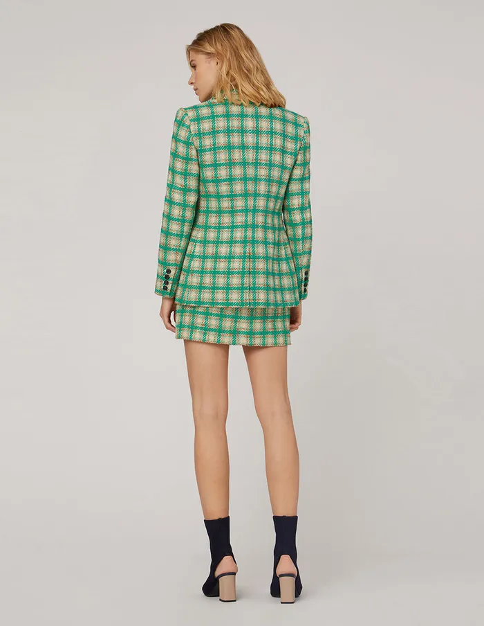 MARYLING Skirts CHECK TWEED MINI SKIRT Sea Green 8211 Women