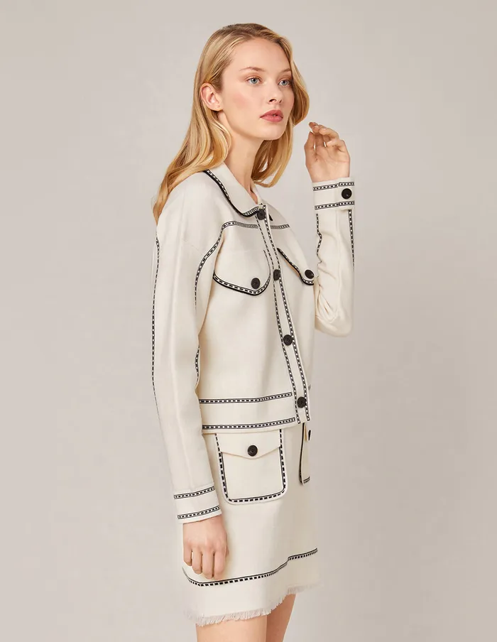 MARYLING Skirts CONTRAST STICTHING KNITTED SKIRT Ivory 8211 Women MARYLING Skirts CONTRAST STICTHING KNITTED SKIRT Ivory 8211 Women