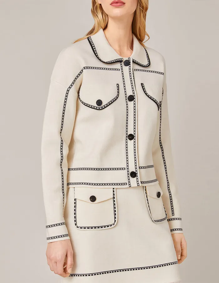 MARYLING Skirts CONTRAST STICTHING KNITTED SKIRT Ivory 8211 Women MARYLING Skirts CONTRAST STICTHING KNITTED SKIRT Ivory 8211 Women
