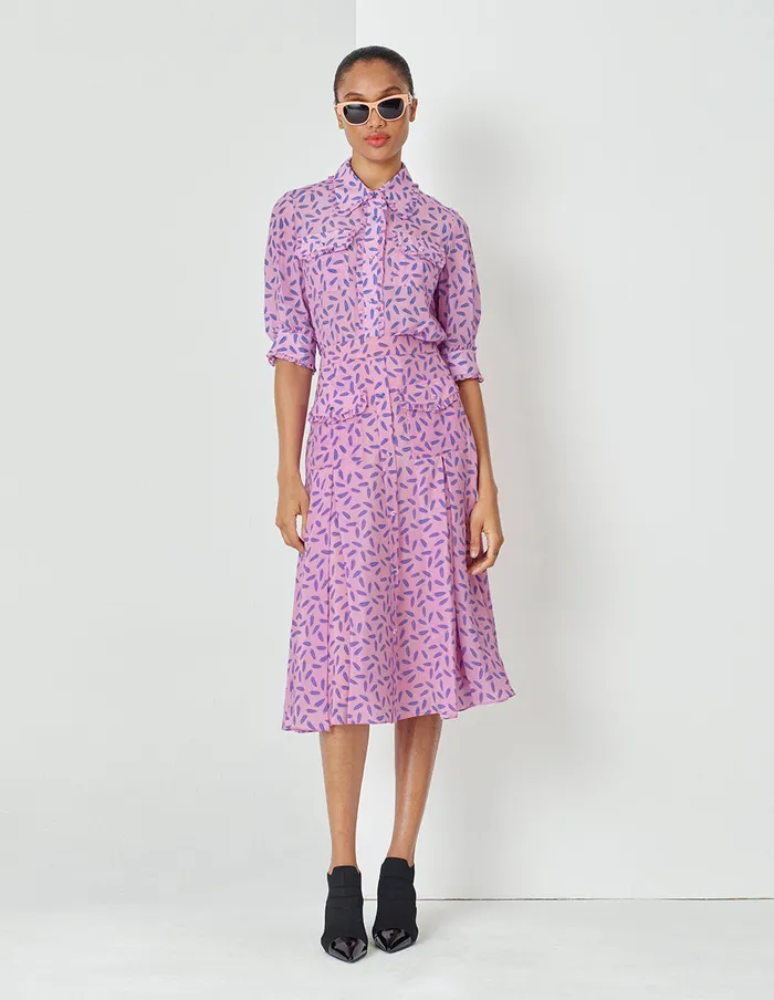 MARYLING Skirts Dreamy Pink Ruffle Side Printed Skirt Mix 8211 Women