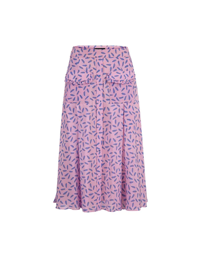 MARYLING Skirts Dreamy Pink Ruffle Side Printed Skirt Mix 8211 Women MARYLING Skirts Dreamy Pink Ruffle Side Printed Skirt Mix 8211 Women