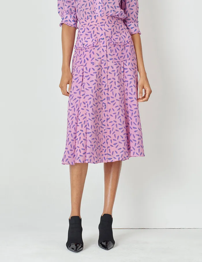 MARYLING Skirts Dreamy Pink Ruffle Side Printed Skirt Mix 8211 Women MARYLING Skirts Dreamy Pink Ruffle Side Printed Skirt Mix 8211 Women
