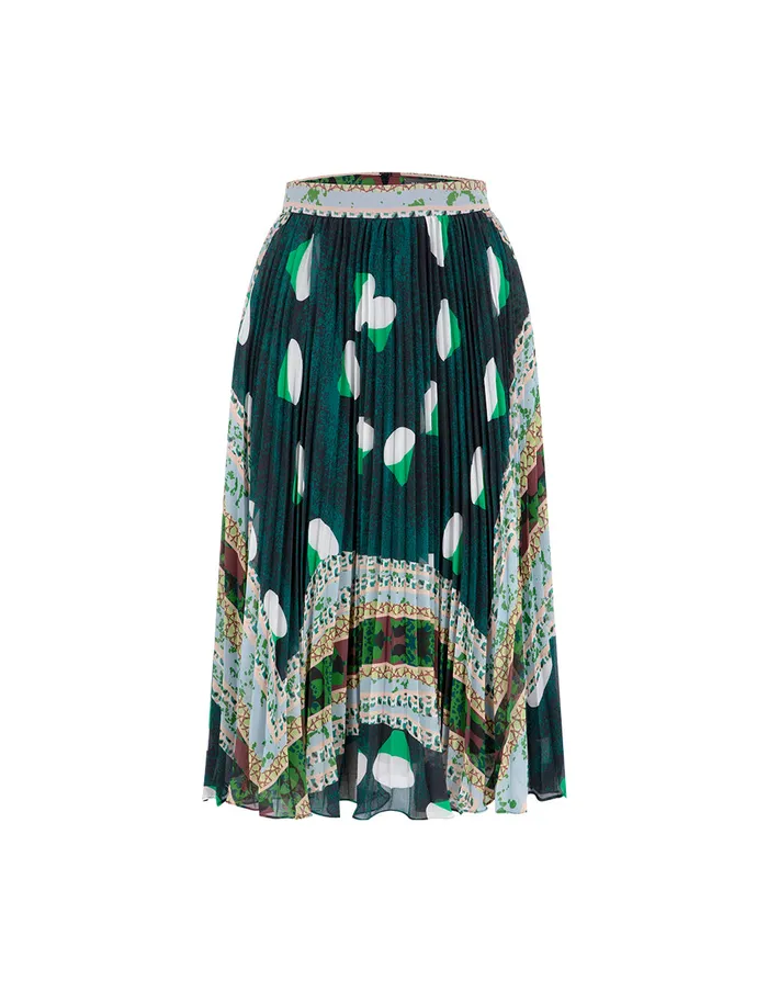 MARYLING Skirts Forest Print Pleated Skirt Green 8211 Women MARYLING Skirts Forest Print Pleated Skirt Green 8211 Women