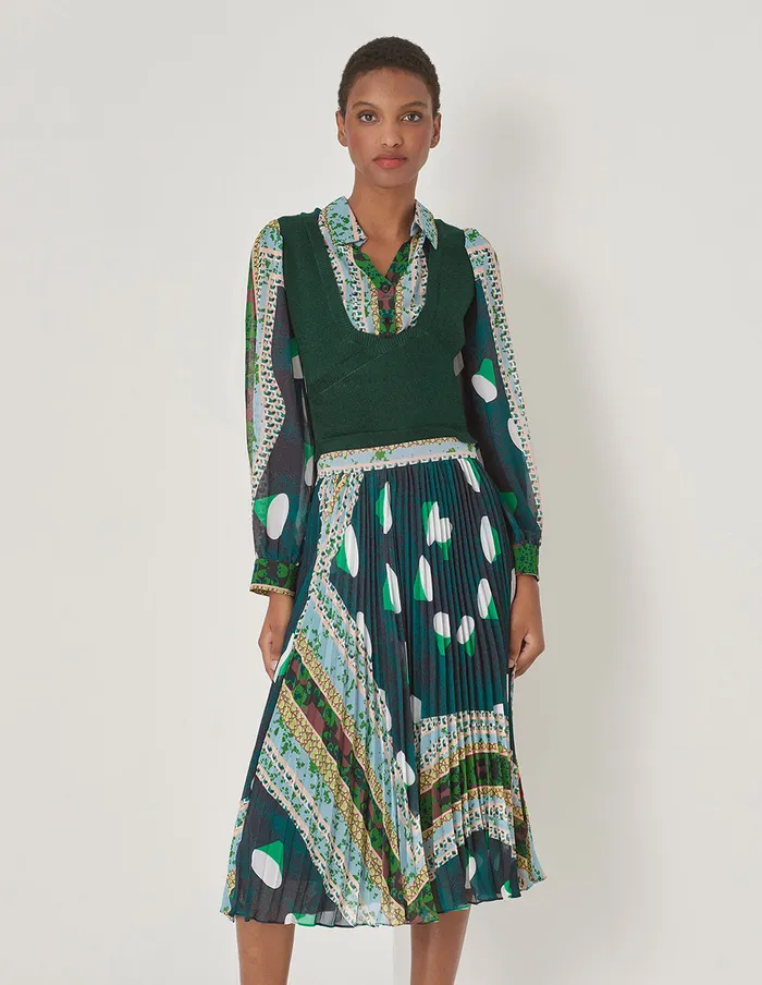 MARYLING Skirts Forest Print Pleated Skirt Green 8211 Women MARYLING Skirts Forest Print Pleated Skirt Green 8211 Women
