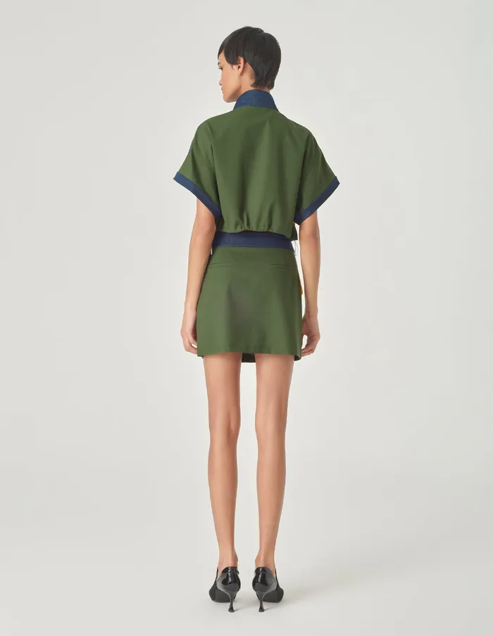 MARYLING Skirts Green Denim Patchwork Mini Skirt Green 8211 Women