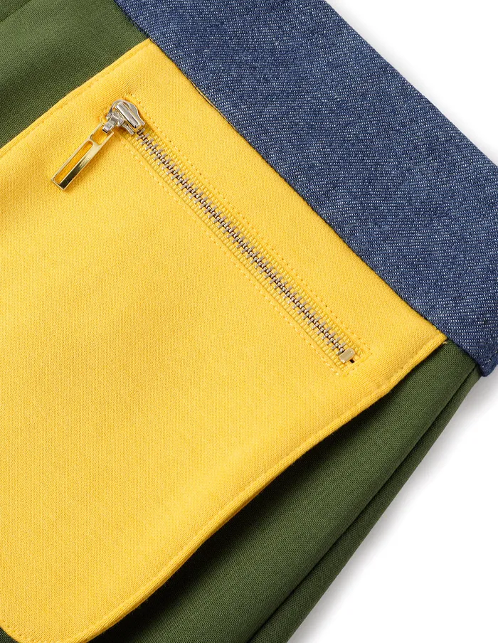 MARYLING Skirts Green Denim Patchwork Mini Skirt Green 8211 Women