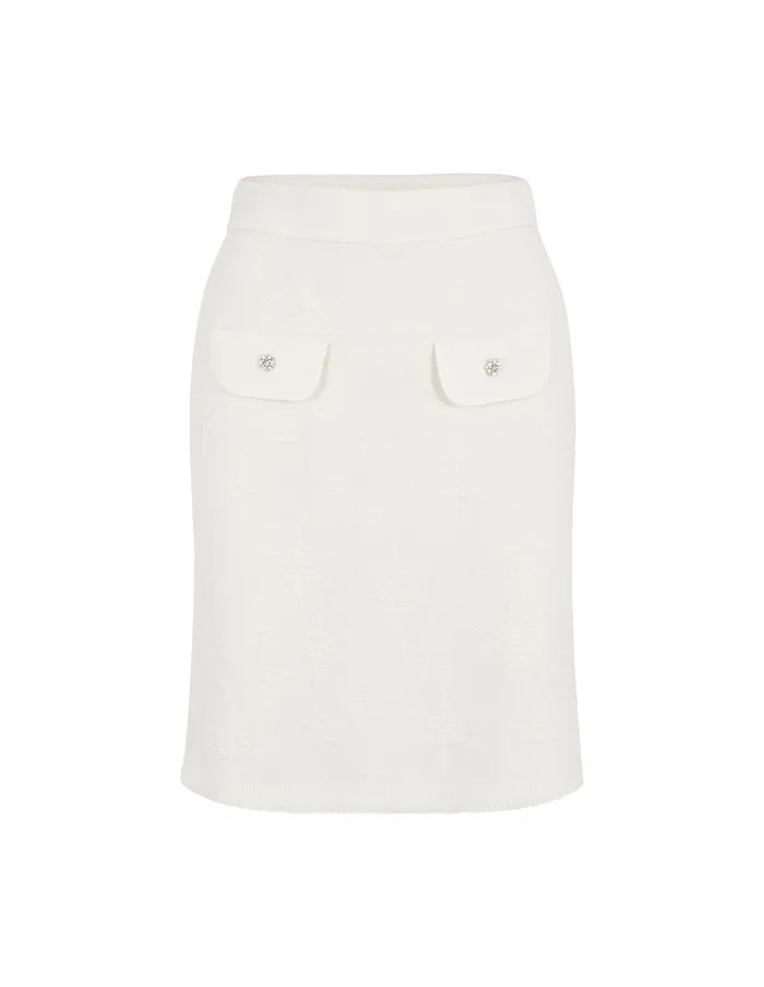 MARYLING Skirts Jacquard KneeLength Straight Knitted Skirt Snow 8211 Women MARYLING Skirts Jacquard KneeLength Straight Knitted Skirt Snow 8211 Women
