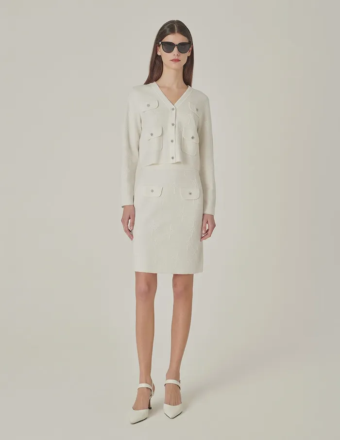 MARYLING Skirts Jacquard KneeLength Straight Knitted Skirt Snow 8211 Women MARYLING Skirts Jacquard KneeLength Straight Knitted Skirt Snow 8211 Women