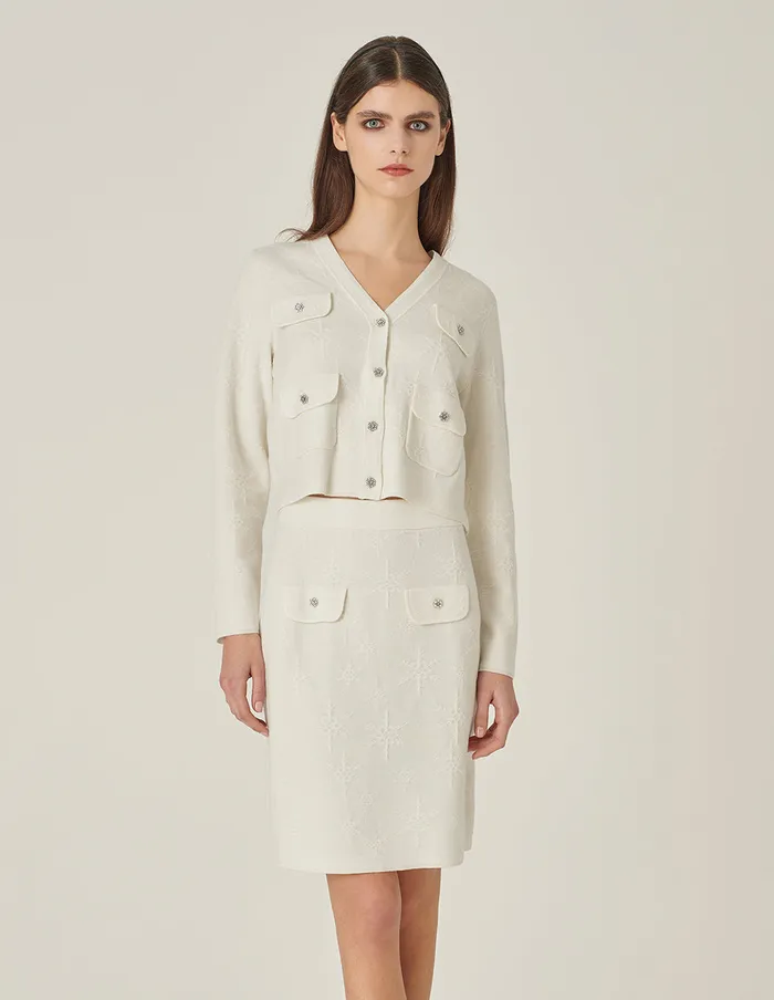 MARYLING Skirts Jacquard KneeLength Straight Knitted Skirt Snow 8211 Women MARYLING Skirts Jacquard KneeLength Straight Knitted Skirt Snow 8211 Women