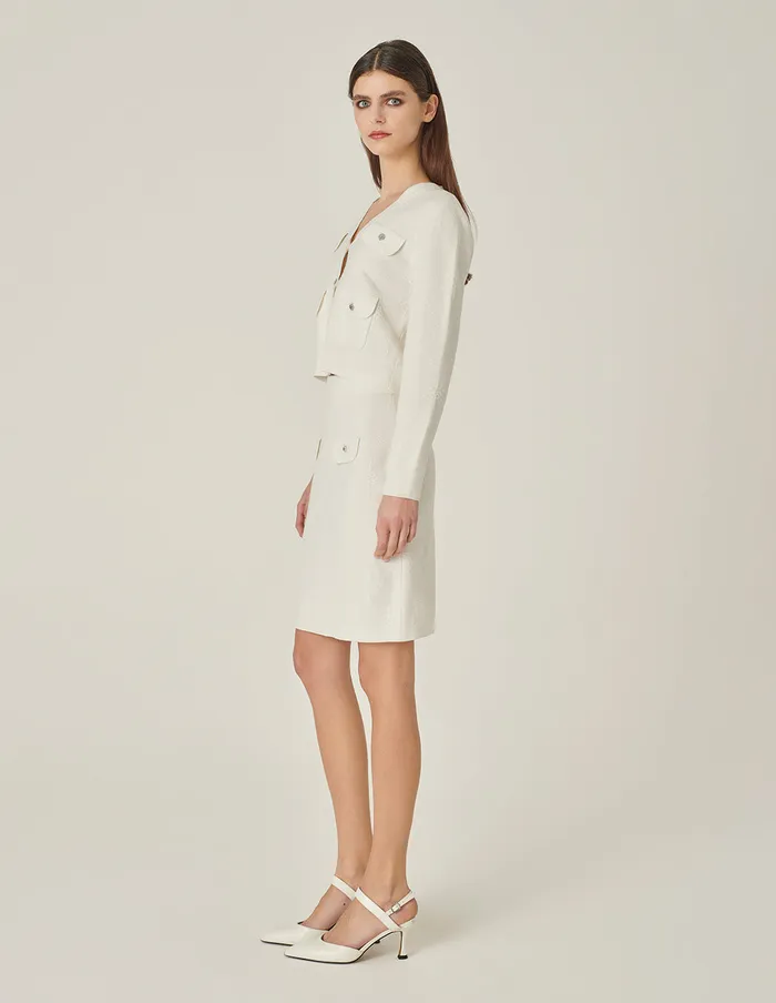MARYLING Skirts Jacquard KneeLength Straight Knitted Skirt Snow 8211 Women MARYLING Skirts Jacquard KneeLength Straight Knitted Skirt Snow 8211 Women